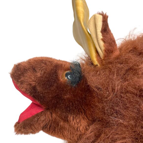 Vintage 1981 Mary Johnson Moose Reindeer Hand Puppet 19" Fuzzy Expressive RARE - Picture 8 of 11